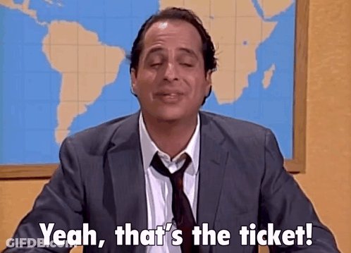 Man In Suit Saying Yeah That's The Ticket In Front Of World Map GIF
