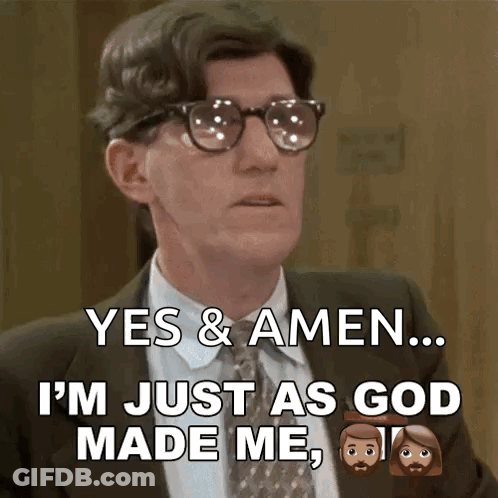 Man In Suit Saying Yes And Amen I'm Just As God Made Me GIF