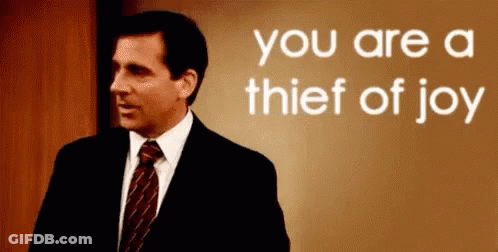 Man In Suit Saying You Are A Thief Of Joy GIF