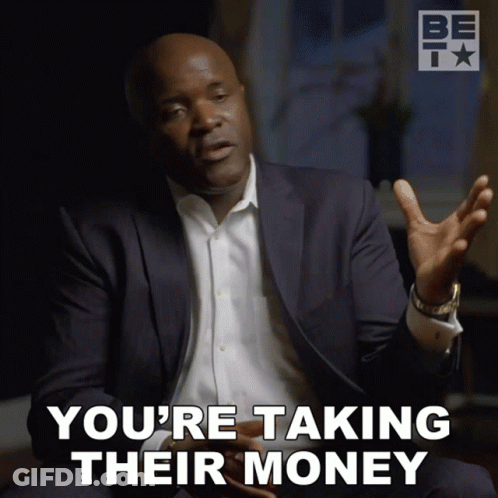 Man In Suit Saying You're Taking Their Money GIF