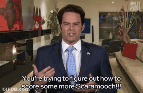 Man In Suit Saying You're Trying To Score Scaramoch GIF