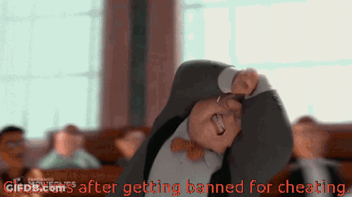 Man In Suit Says Cheaters After Getting Banned For Cheating GIF