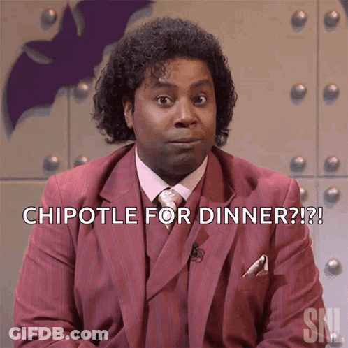 Man In Suit Says Chipotle For Dinner GIF