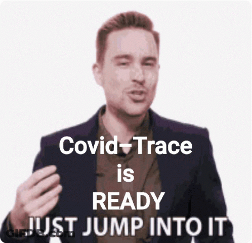 Man In Suit Says Covid-Trace Is Ready GIF