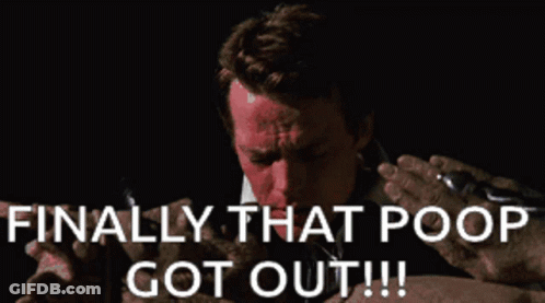 Man In Suit Says Finally That Poop Got Out GIF