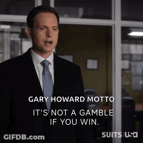 Man In Suit Says Gary Howard Motto It's Not A Gamble If You Win GIF