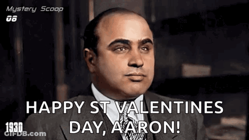 Man In Suit Says Happy St. Valentines Day Aaron GIF