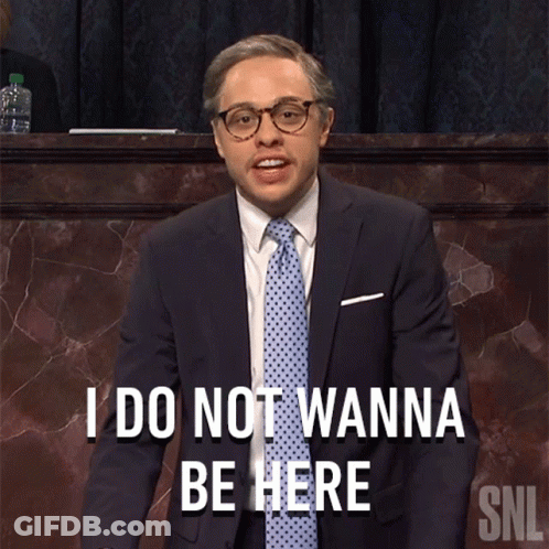 Man In Suit Says He Doesn't Wanna Be Here GIF