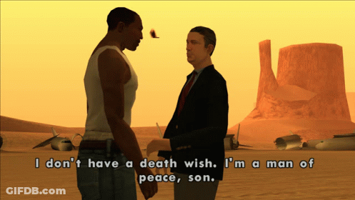 Man In Suit Says I Don't Have A Death Wish GIF
