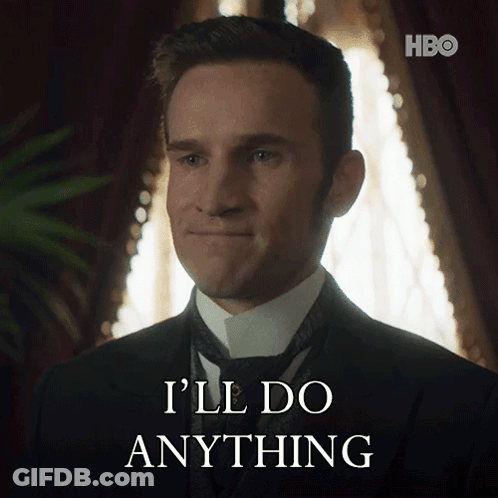 Man In Suit Says I'll Do Anything HBO Logo GIF
