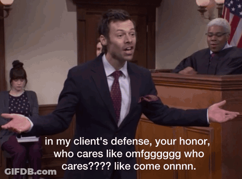 Man In Suit Says In My Client's Defense GIF