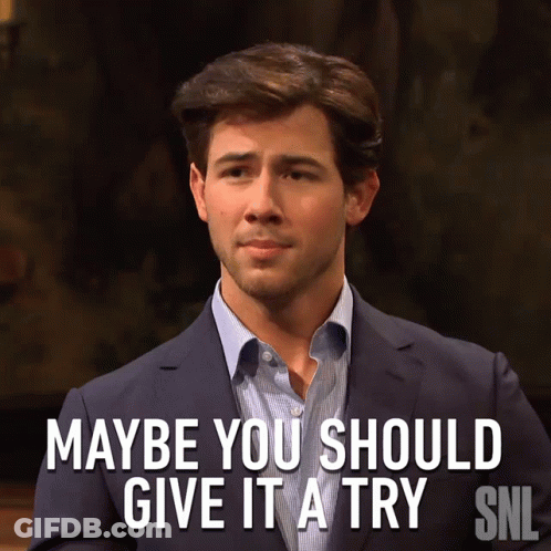 Man In Suit Says Maybe You Should Give It A Try SNL GIF