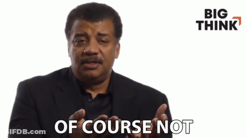 Man In Suit Says Of Course Not Big Think Logo GIF