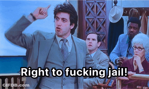 Man In Suit Says Right To Fucking Jail GIF