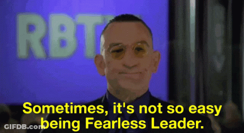 Man In Suit Says Sometimes It's Not So Easy Being Fearless Leader GIF