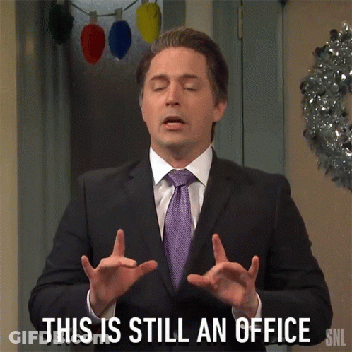Man In Suit Says This Is Still An Office GIF