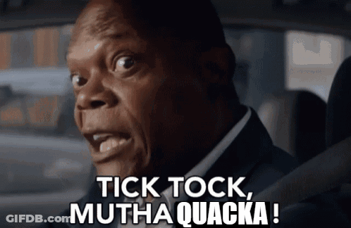 Man In Suit Says Tick Tock Mutha Quacka GIF