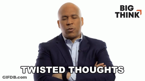 Man In Suit Says Twisted Thoughts In Front Of Big Think Logo GIF
