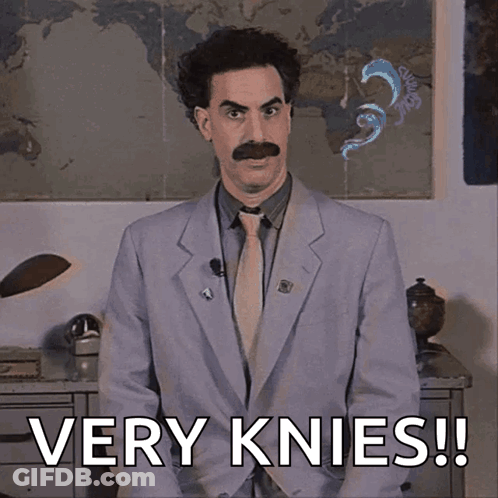 Man In Suit Says Very Knees GIF