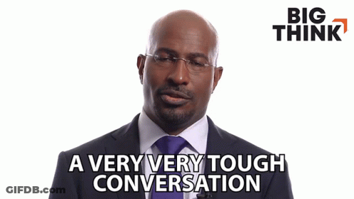 Man In Suit Says Very Very Tough Conversation Big Think Logo GIF
