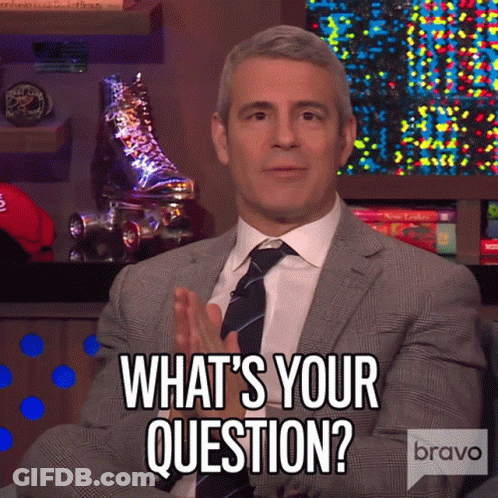Man In Suit Says What's Your Question On Bravo GIF