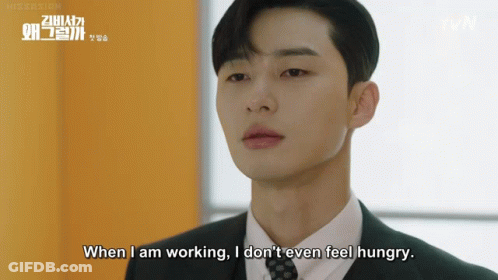 Man In Suit Says When I Am Working I Don't Even Feel Hungry GIF