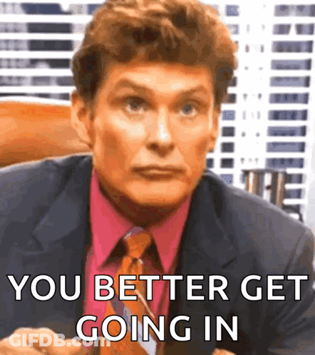 Man In Suit Says You Better Get Going GIF