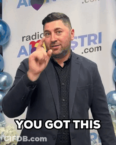 Man In Suit Says You Got This At Radio Station GIF