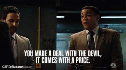 Man In Suit Says You Made A Deal With The Devil GIF