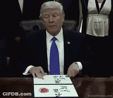 Man In Suit Signing Donald Draws.com Document GIF