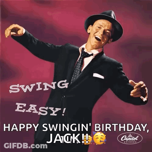 Man In Suit Singing Happy Swingin Birthday Jack GIF