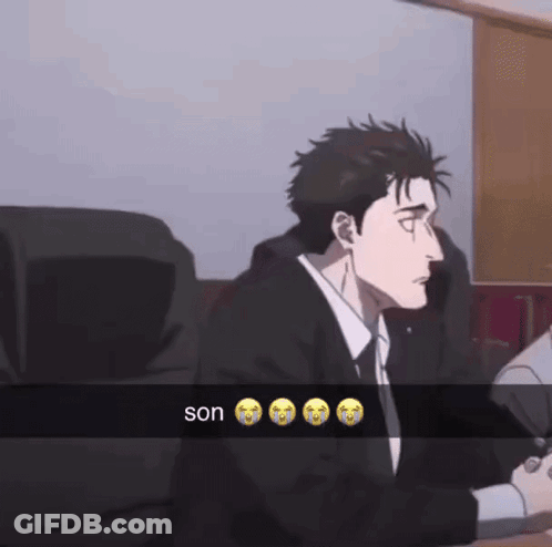 Man In Suit Sitting At Table Saying Son GIF