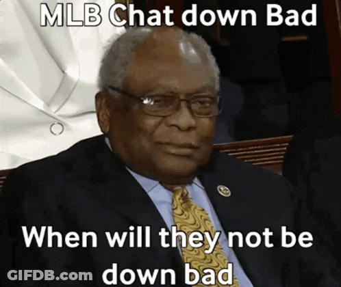Man In Suit Sitting Beside MLB Chat Down Bad Sign GIF