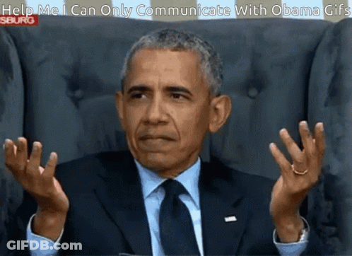 Man In Suit Sitting In Chair Saying Help Me I Can Only Communicate With Obama GIF