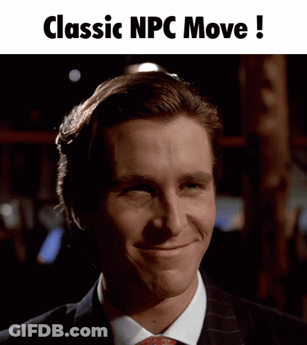 Man In Suit Smiling Classic NPC Move GIF