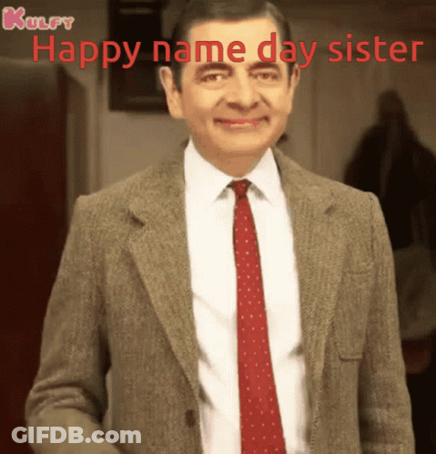 Man In Suit Smiling Happy Name Day Sister GIF