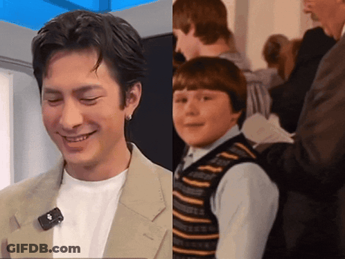 Man In Suit Smiling Next To Young Boy GIF