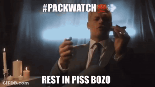 Man In Suit Smoking Cigarette Rest In Piss Bozo GIF