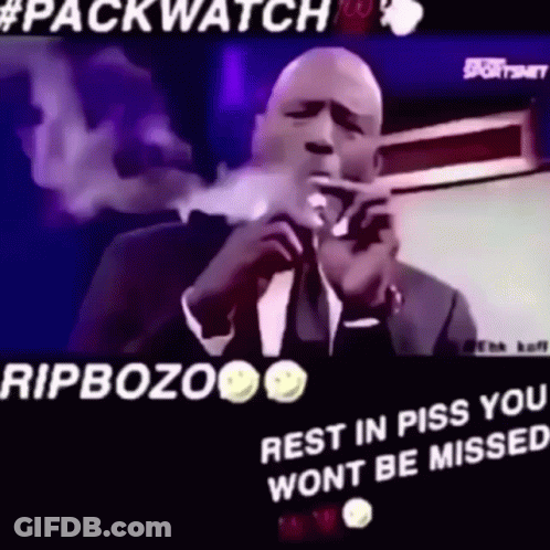 Man In Suit Smoking Saying Rest In Piss GIF