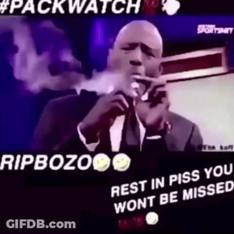 Man In Suit Smoking Saying Rip Bozo Rest In Piss GIF