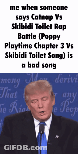 Man In Suit Speaking Into Microphone Catnap Vs Skibidi Toilet Rap Battle GIF
