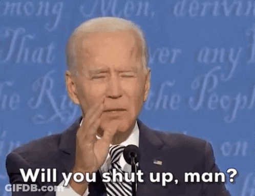 Man In Suit Speaking Into Microphone Says Will You Shut Up Man GIF