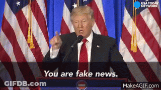 Man In Suit Speaking Into Microphone Says You Are Fake News GIF