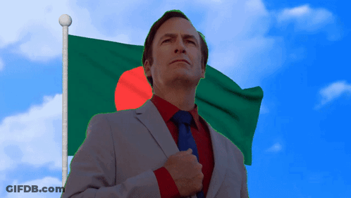 Man In Suit Standing Before Bangladesh Flag GIF