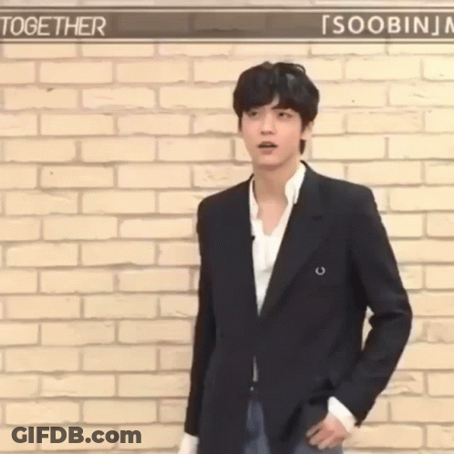 Man In Suit Standing Before Brick Wall GIF