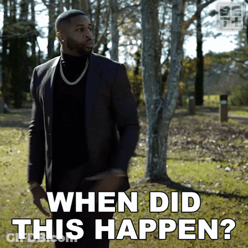 Man In Suit Standing In Field When Did This Happen GIF