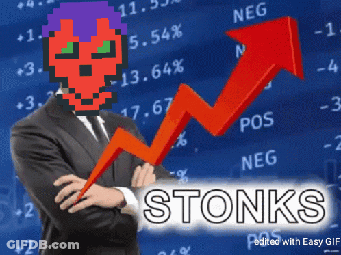 Man In Suit Standing In Front Of Graph Saying Stonks GIF