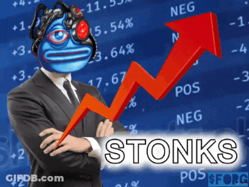 Man In Suit Standing In Front Of Red Arrow GIF