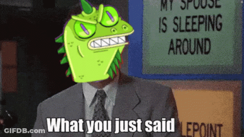 Man In Suit Standing In Front Of Sign Saying What You Just Said GIF