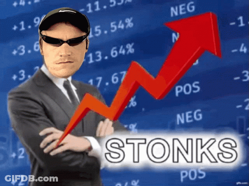 Man In Suit Standing In Front Of Stonks Chart GIF